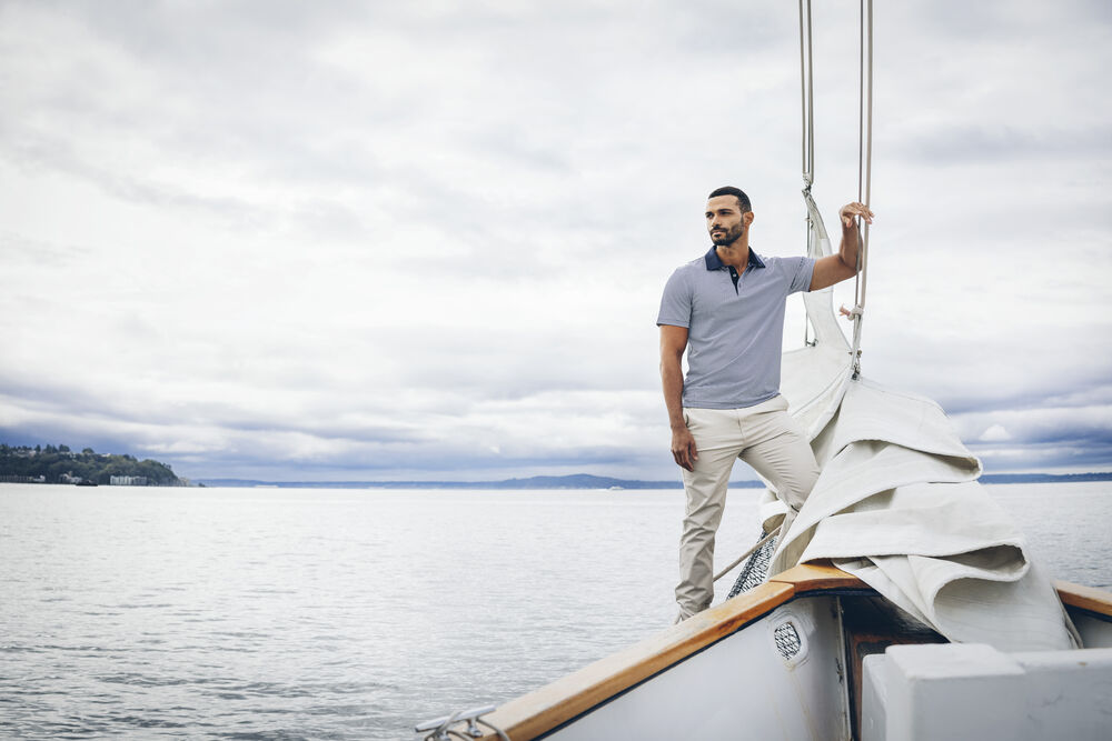 Cutter & Buck Virtue Polo Stripes Herr - Silver