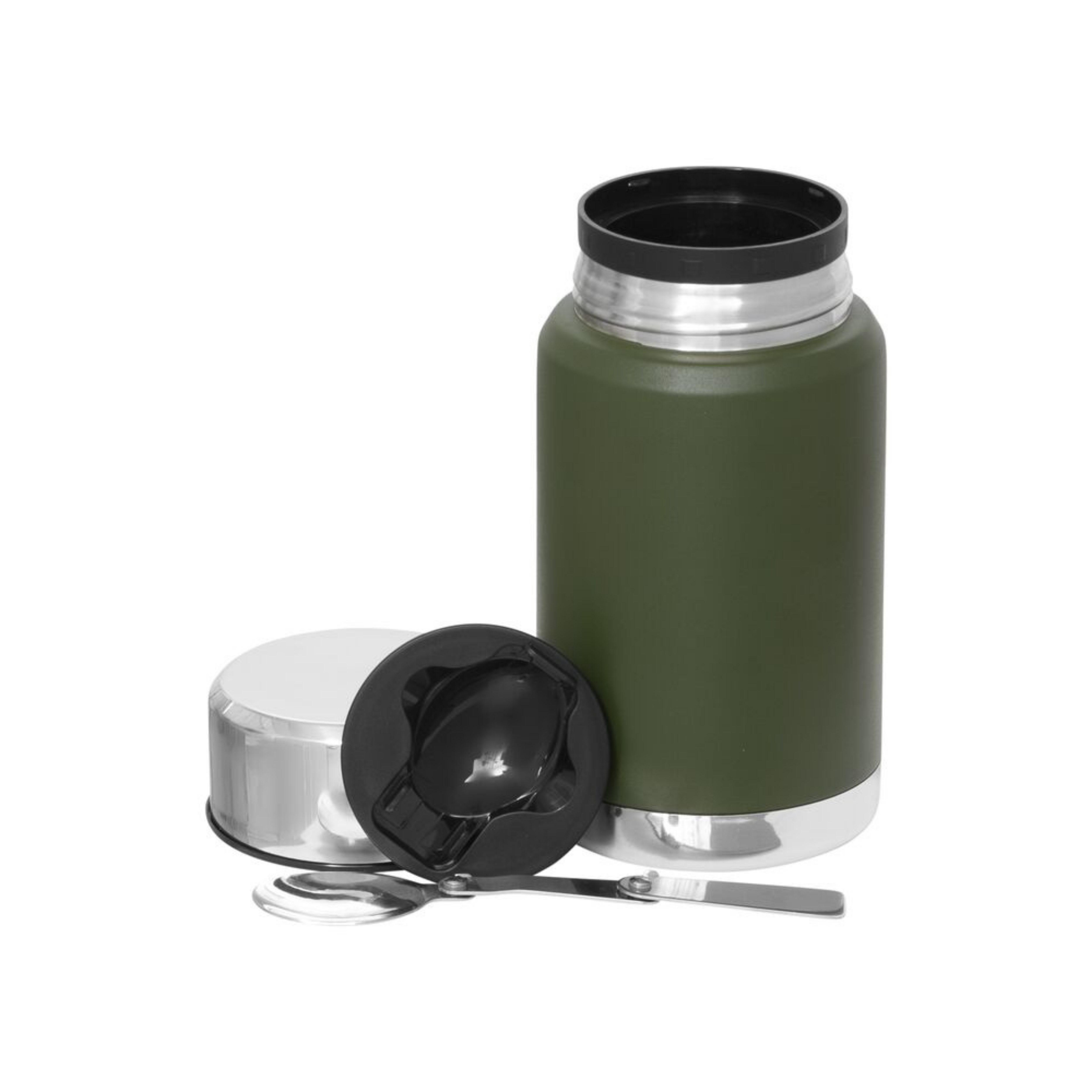 Orrefors Outdoor Mattermos i rostfritt stål med sked i locket - Grön