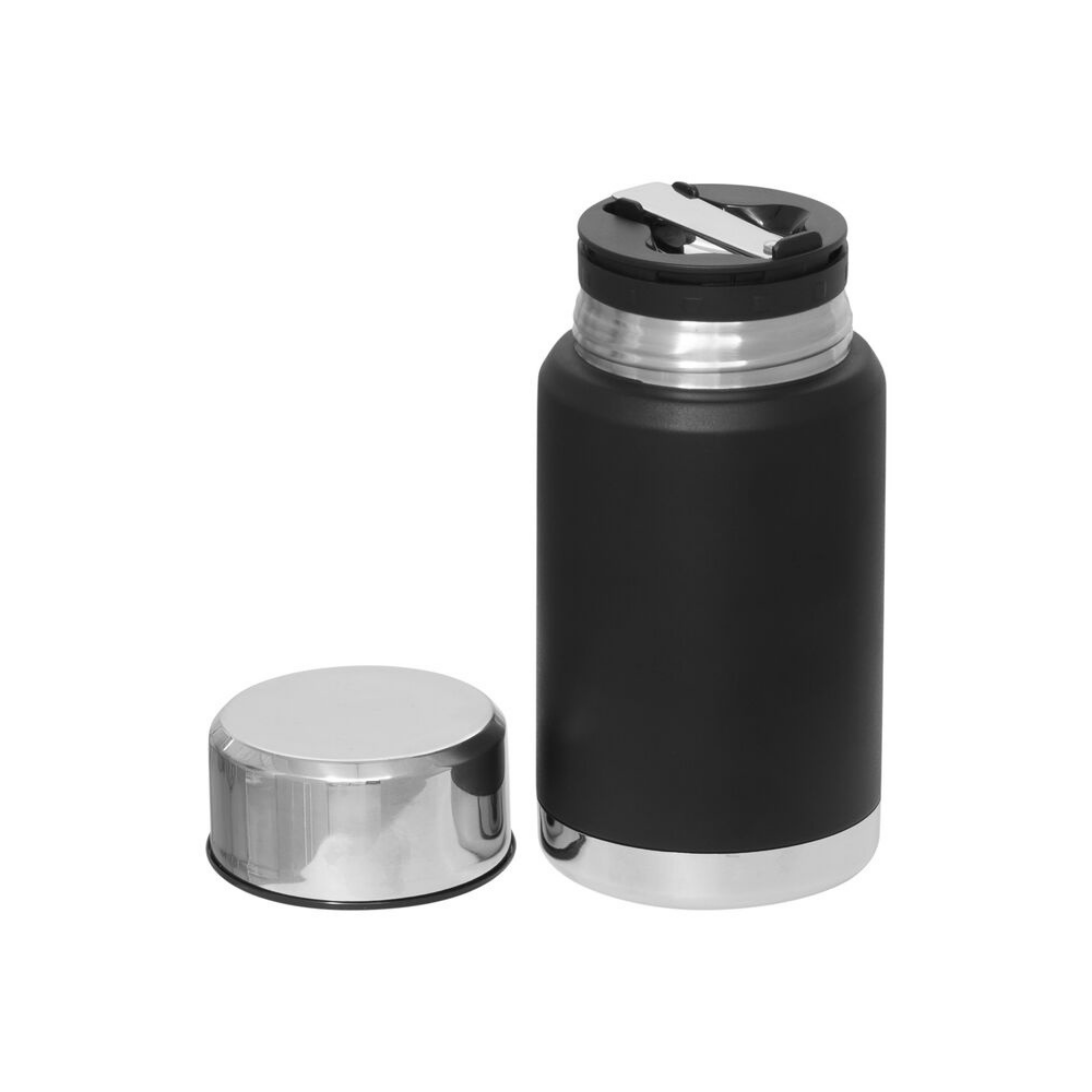 Orrefors Outdoor Mattermos i rostfritt stål med sked i locket - Svart