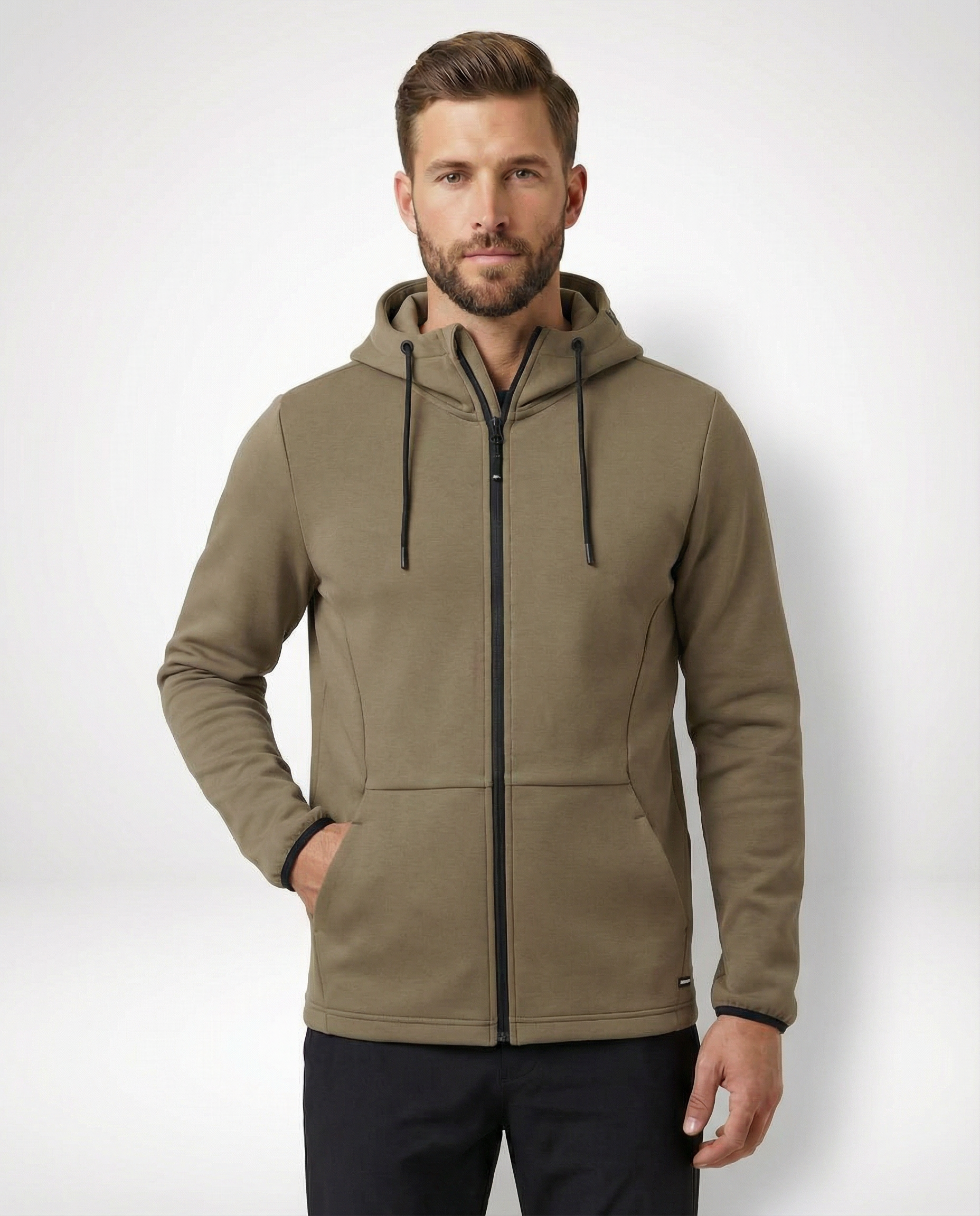 Cutter & Buck Pemberton Hoodie Full Zip Herr - Khaki