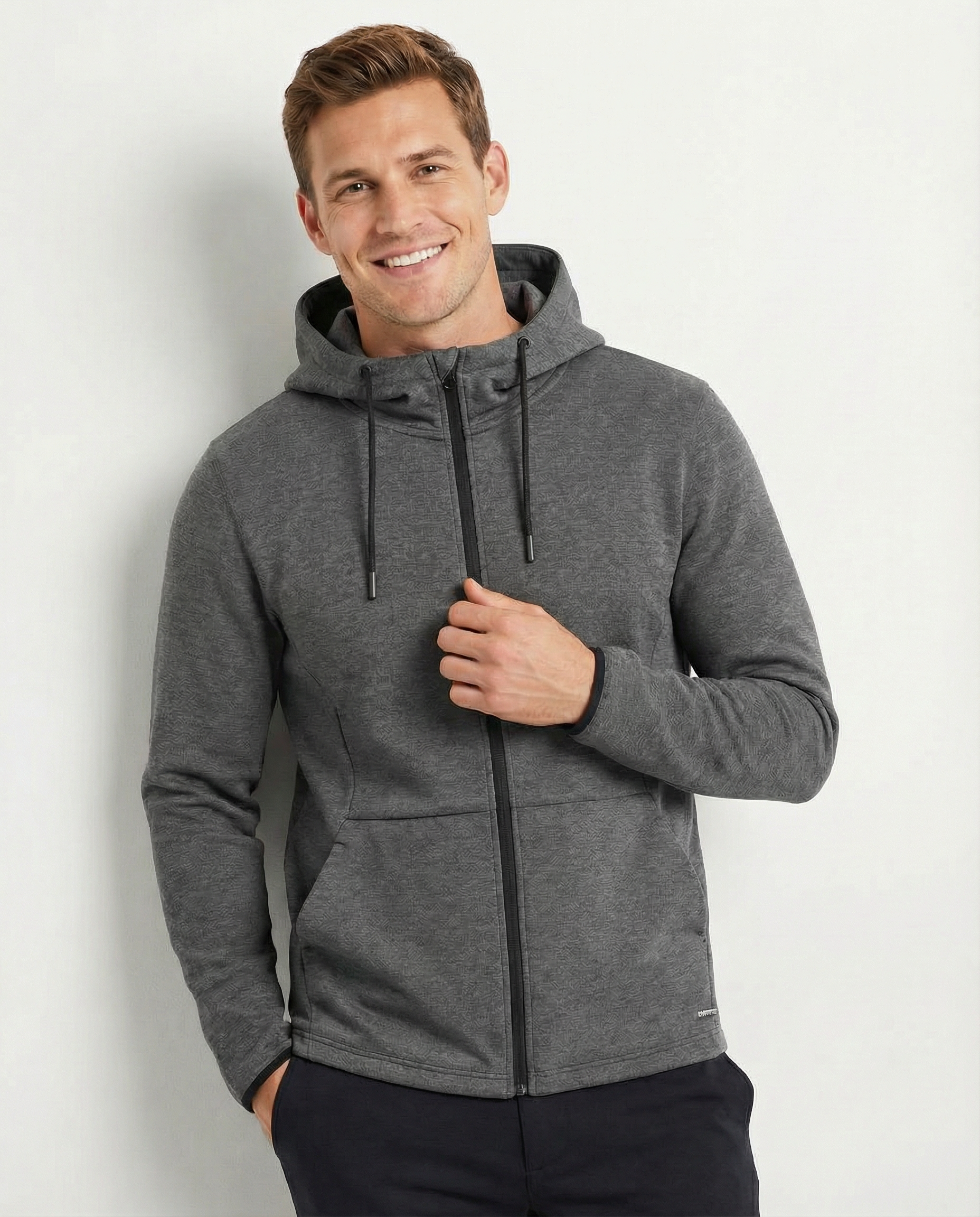 Cutter & Buck Pemberton Hoodie Full Zip Herr - Antracitmelerad